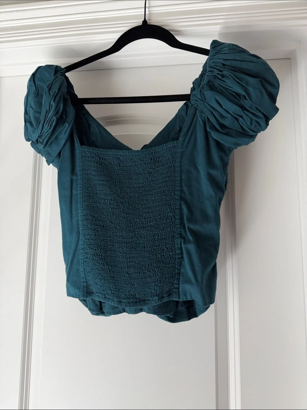 Abercrombie & Fitch Teal Ruched Off-Shoulder Crop Top